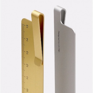 米家RUMA金属书签尺便携式复古创意书签激光铝制15cm刻度尺005607