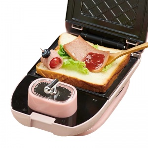 多功能早餐机 定时功能 家用轻食机 三明治机 华夫饼 面包机 加热吐司 压烤机 005331
