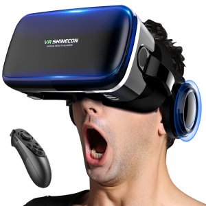 智能VR眼镜 3D虚拟现实 自带耳机 手机眼镜 头戴式 游戏手柄头盔影院  005313